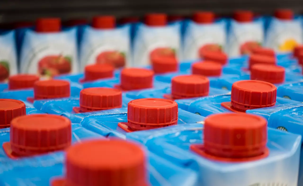Bottles prepared for sale in market.