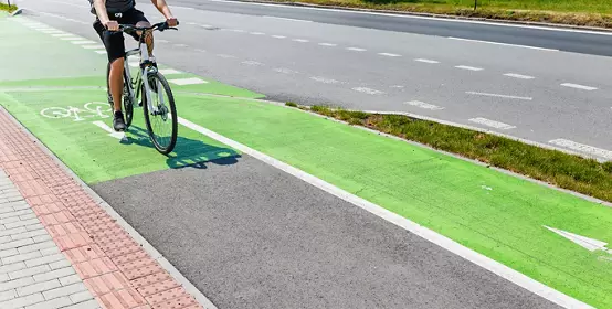 Bike green lane in europe, concept of bicycle way