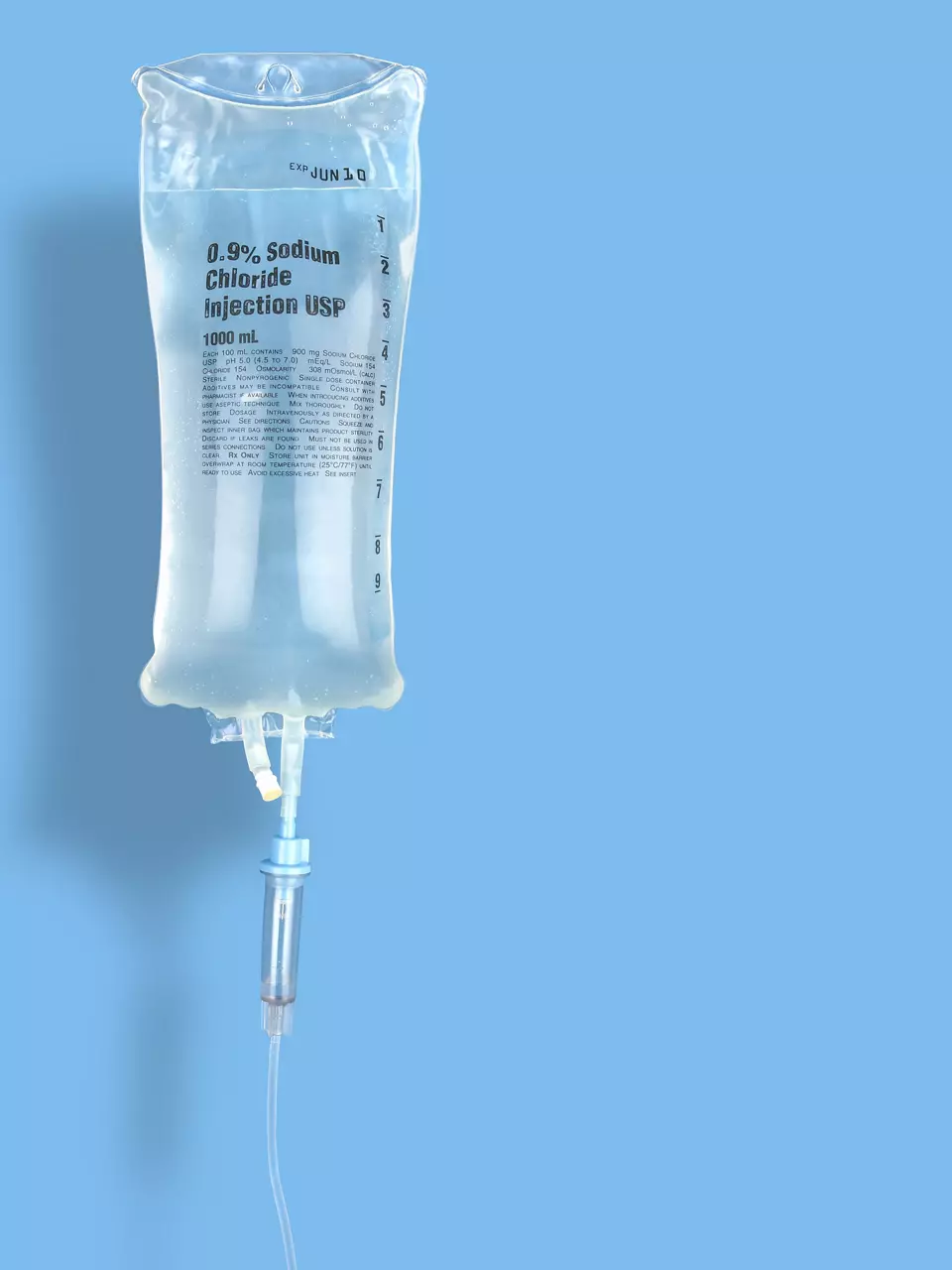 IV bag with blue background