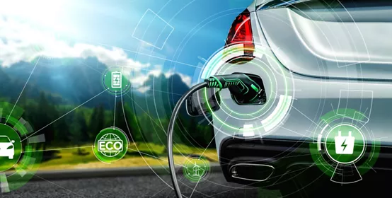 EV charging in concept of alternative green energy