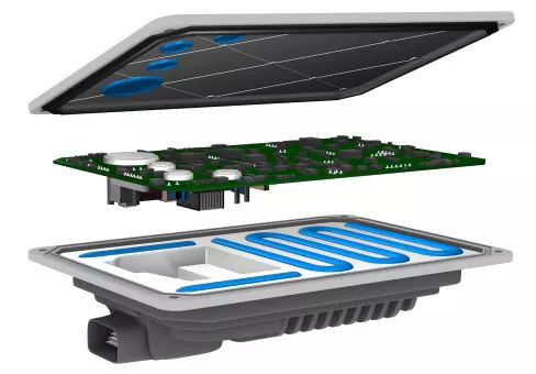 Automotive control unit rendering demonstrating dispensable thermal pad