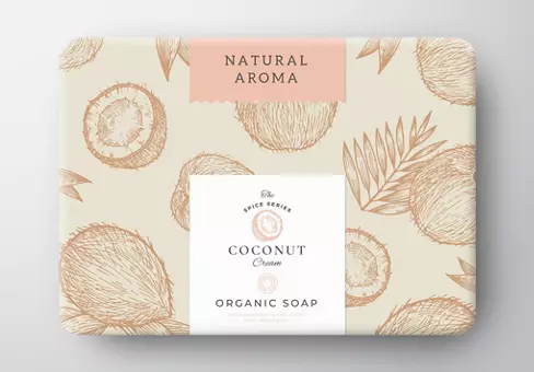 Flexible paper packaging with soap