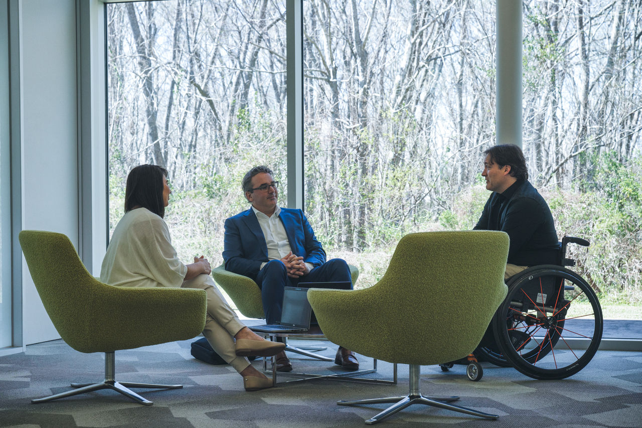 employees talking in group